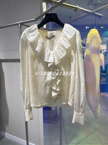 杰茜莱/JESSYLINE春款商场专柜正品荷叶边衬衫上衣411102005-469