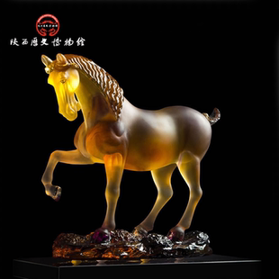 陕西历史博物馆文创琉璃马仿唐舞马摆件办公桌家居装饰商务礼物