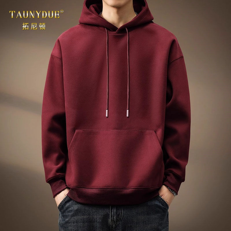 美式重磅宽松连帽本命年红色卫衣男2025春季新款蛇年打底衫上衣男