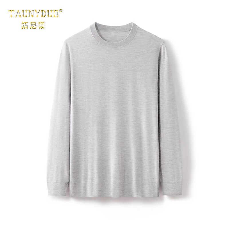 TAUNYDUE超细精纺100纯山羊绒衫男春秋冬圆领毛衣薄款羊绒打底衫