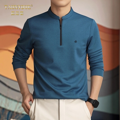 男士半高领拉链长袖T恤2025新款