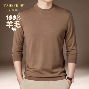 精纺不易起球厚款羊毛衫男士长袖100纯羊毛冬季半高领针织打底衫