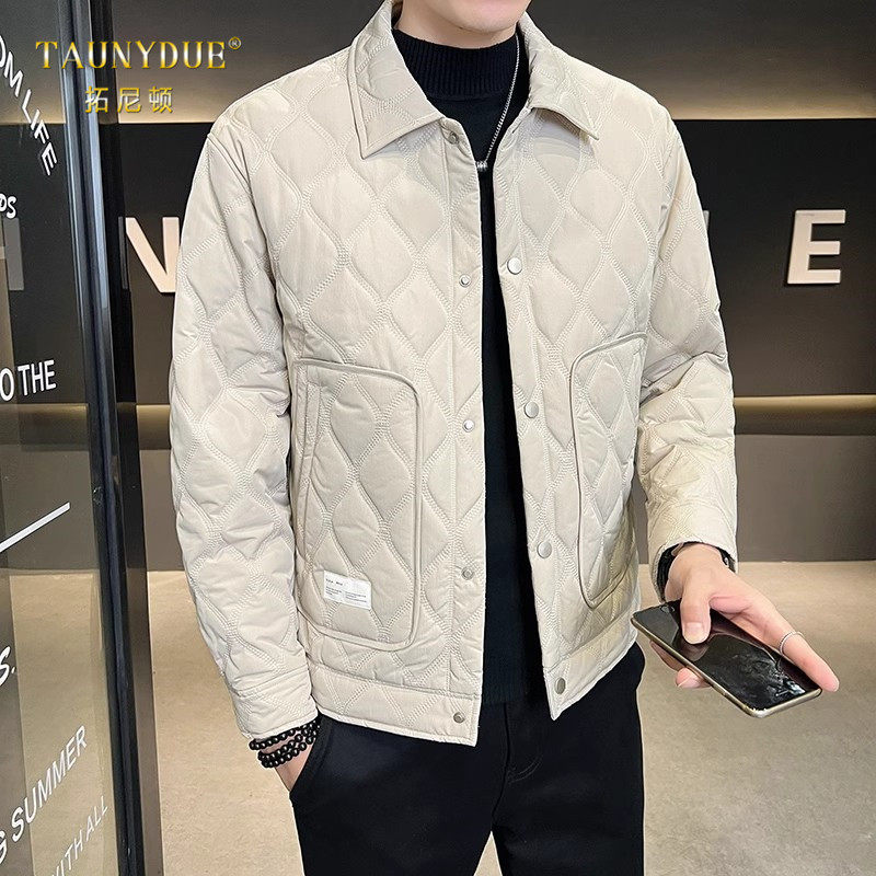 时尚潮流外套翻领修身夹克男士秋冬装2025年新款中年男装保暖衣服
