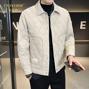 时尚潮流外套翻领修身夹克男士秋冬装2025年新款中年男装保暖衣服