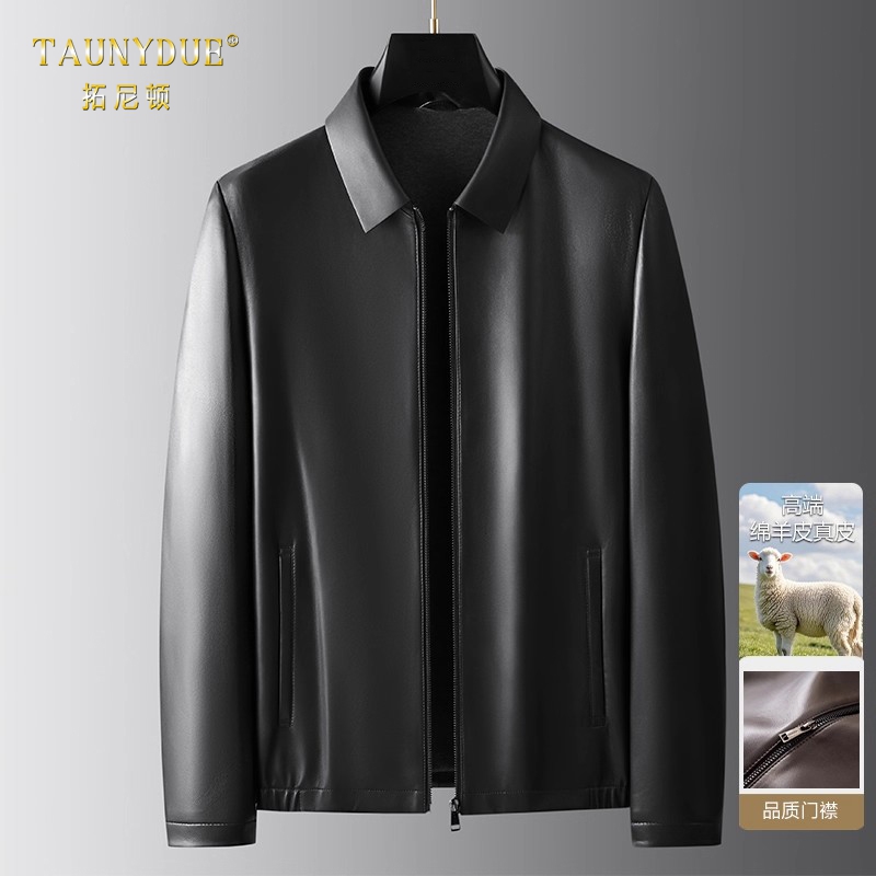 男士软皮夹克绵羊皮真皮皮衣中年