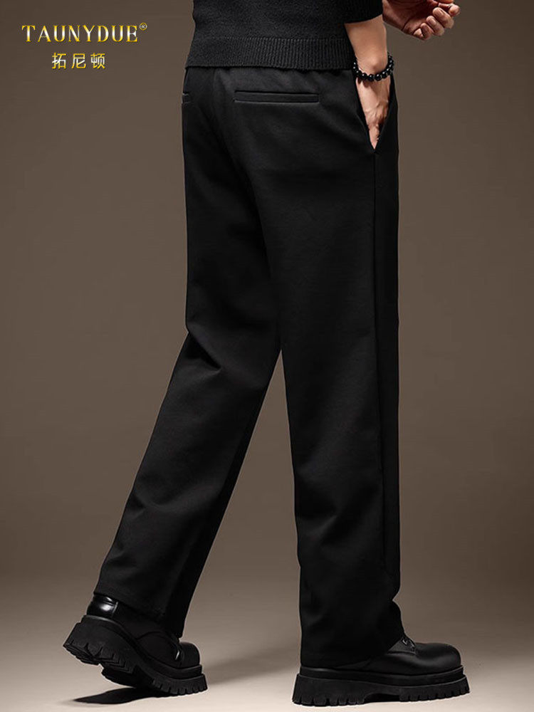 美式黑色直筒垂坠宽松西裤休闲裤男士秋冬季慵懒风简约阔腿子男