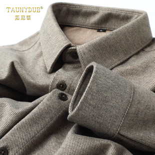 衬衫 寸衣秋新款 男士 2024款 商务衬衣 冬季 加厚保暖纽扣简约翻领长袖