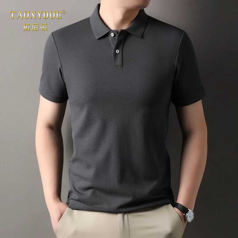 休闲polo衫男士翻领纯色棉短袖夏