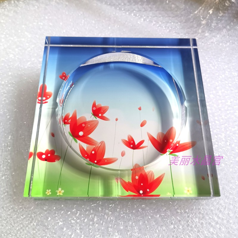 水晶玻璃烟灰缸家居时尚花装饰品客厅奢华个性时尚实用摆件礼品