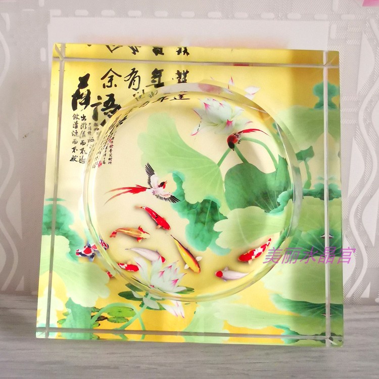 水晶玻璃烟灰缸家居时尚年年有余装饰品客厅奢华个性时尚实用摆件
