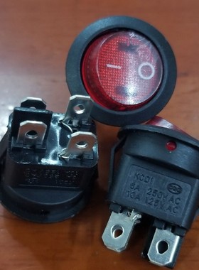 红色圆形船型翘板带灯 2档4脚 两档四脚 KCD1 6A/250V 10A/125V