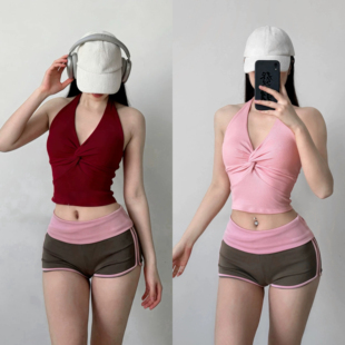 运动内衣女带胸垫防震外穿红色背心本命年普拉提训练瑜伽美背吊带