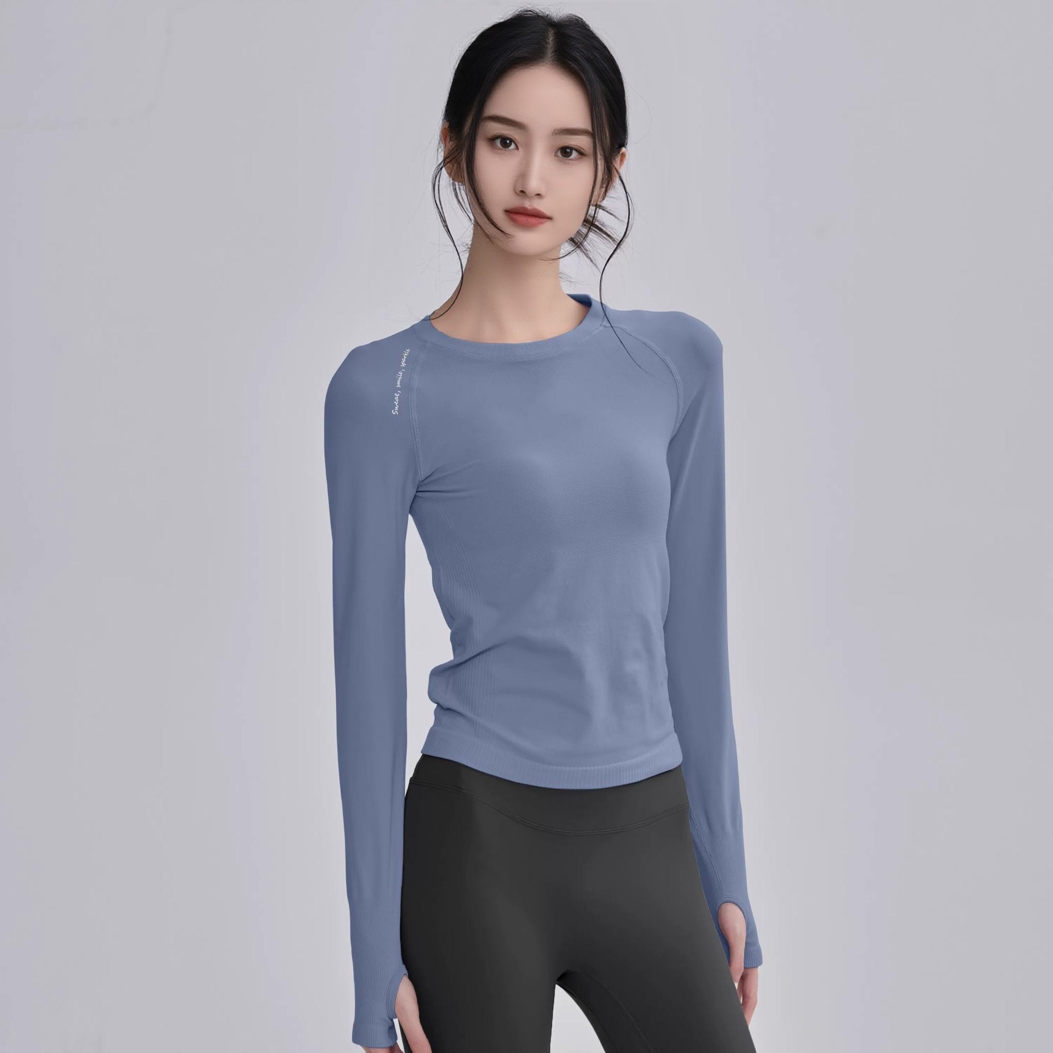 圆领瑜伽服女修身显瘦运动上衣长袖弹力速干透气跑步健身服普拉提,运动/瑜伽/健身/球迷用品,瑜伽t恤,淘宝优惠券,粉丝福利购,淘宝优惠卷