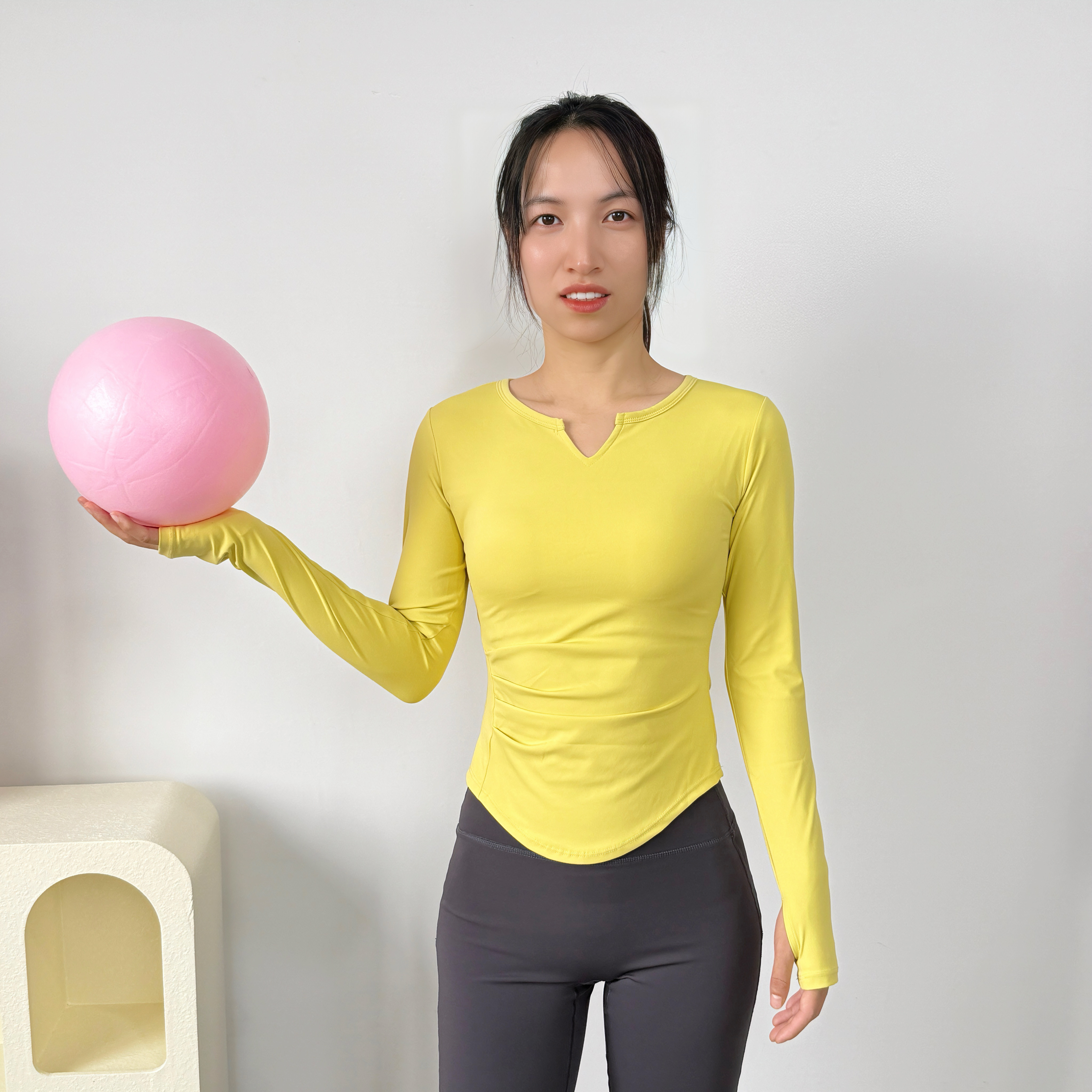 新款瑜伽服长袖T恤跑步运动上衣V领裸感褶皱显瘦健身上衣女含垫,运动/瑜伽/健身/球迷用品,瑜伽t恤,淘宝优惠券,粉丝福利购,淘宝优惠卷