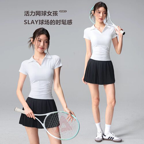 夏季女透气速干网球POLO衫套装