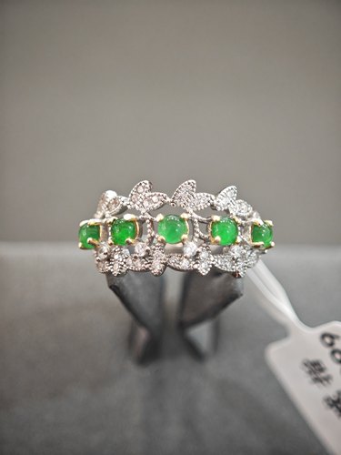 天然缅甸翡翠A货玉戒指保真镶嵌玉指环蛋面尾戒生日礼物送女友