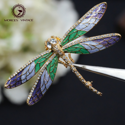 JBK珐琅蜻蜓豆娘胸针翅膀可晃
