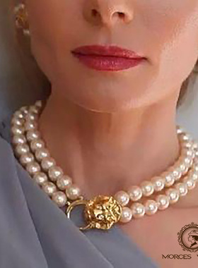 KJL珍珠狮子门环项链耳环