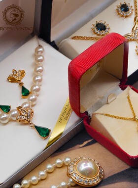 ROMAN绿奥地利水晶项链耳钉