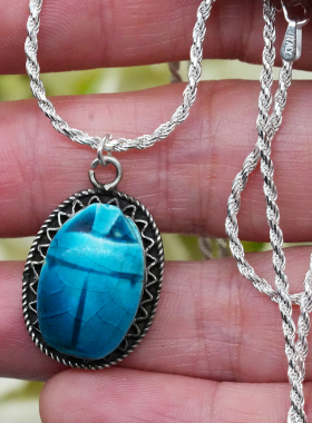 40年代埃及圣甲虫陶瓷浮雕吊坠