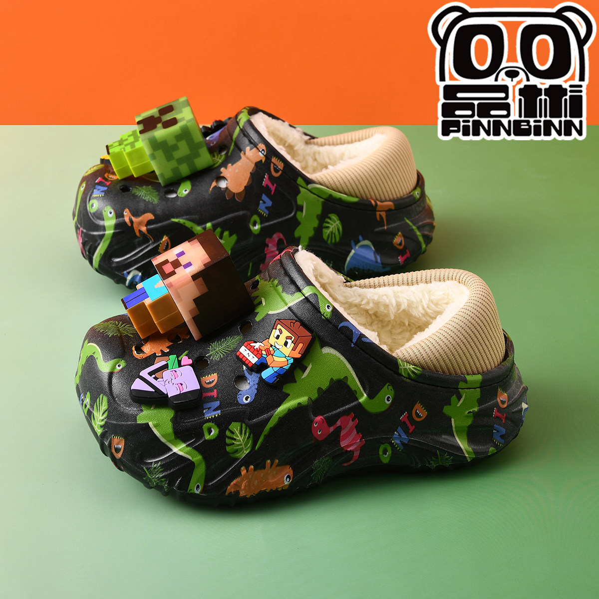 我的世界儿童棉拖鞋发光男童棉鞋新款男孩宝宝居家保暖防滑冬防臭