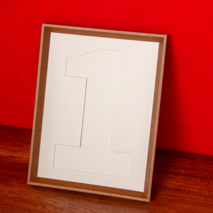 一周岁卡纸 宝宝抓周生日布置数字1成长记录挂墙实木相框洗照片