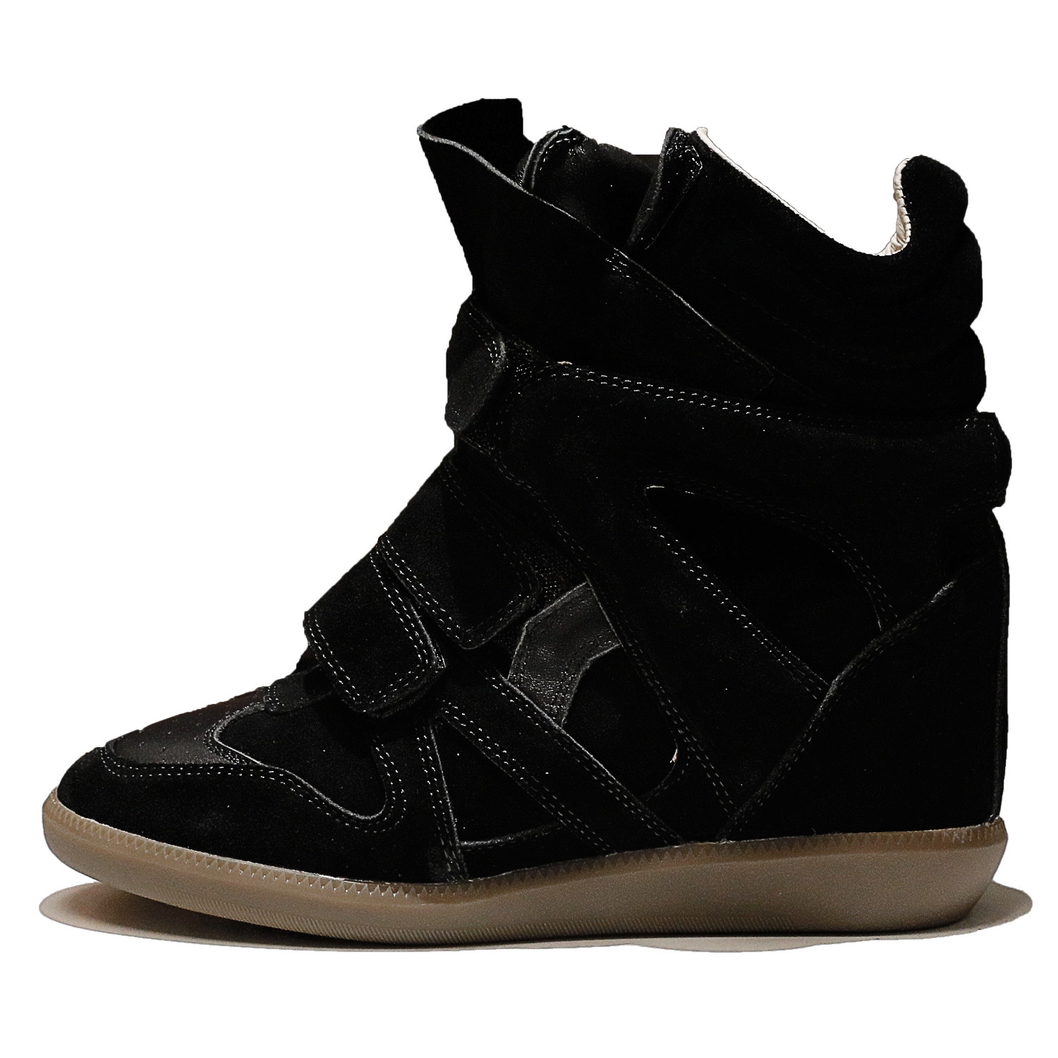 thumbnail for ISA new 2025 hidden heightening high-top women's shoes velvet warm flat Velcro sneakers women