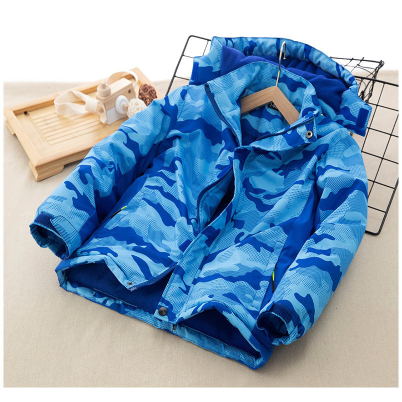 男童加绒加厚外套儿童防风保暖冲锋衣女童羽绒棉衣冬装新款登山服