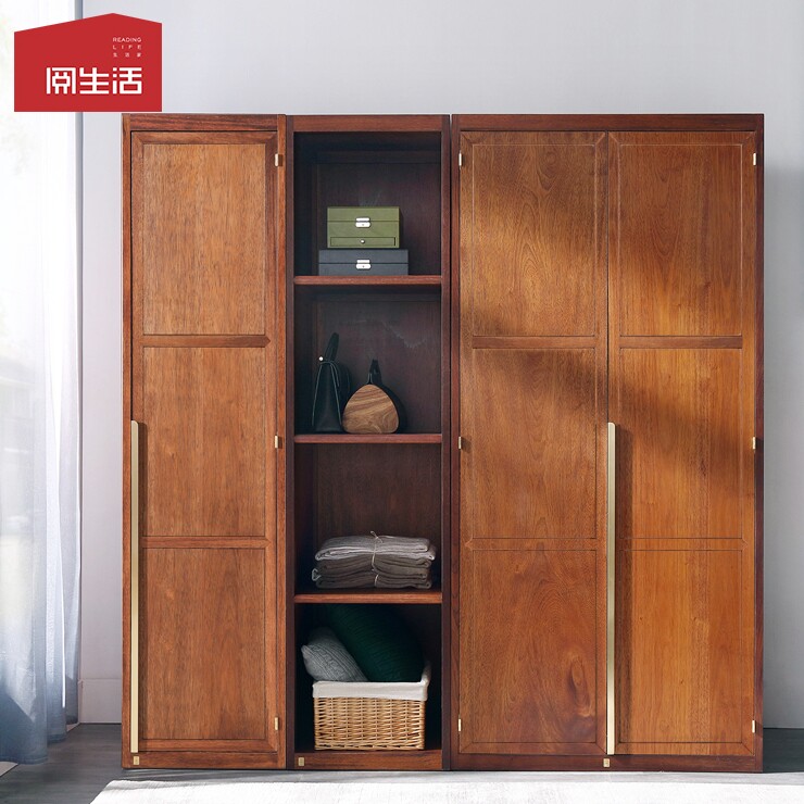 阅梨  原创新中式实木理纳三门衣柜 铁梨木纯黄铜实心铸造 双开门