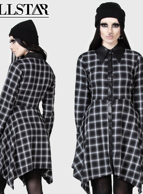 吉儿朋克】英国Killstar副牌Kihilist格纹ARTEM纯棉长袖衬衫衣裙
