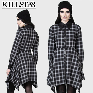 吉儿朋克】英国Killstar副牌Kihilist格纹ARTEM纯棉长袖衬衫衣裙