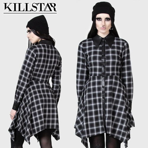 吉儿朋克】英国Killstar副牌Kihilist格纹ARTEM纯棉长袖衬衫衣裙