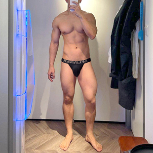 男生白色性感后空露臀短裤 纯棉丁字裤 紧身提臀双丁内裤 夏季 头 男士