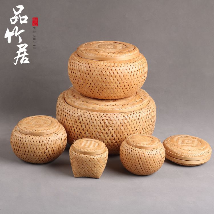 竹编竹制品竹筐茶叶罐茶叶包装小茶叶罐