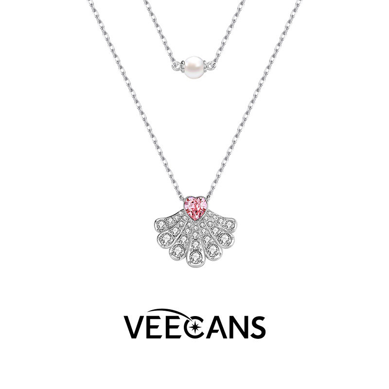 veecans爱如深爱系列双层叠戴珍珠贝壳项链女款唯美气质颈链首饰