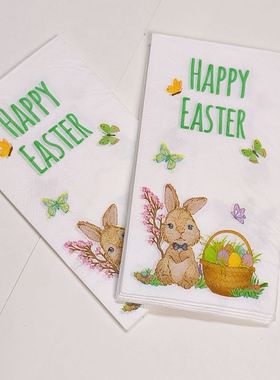 整包40x33cm兔子花篮面巾彩色印花餐巾纸摆盘纸巾手帕纸手工材料