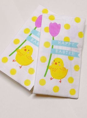 整包40x33cm花朵小鸡面巾彩色印花餐巾纸摆盘纸巾手帕纸手工材料