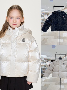 韩国专柜代购MLB潮牌女童80%鸭绒满印老花短款羽绒服25冬新款0956