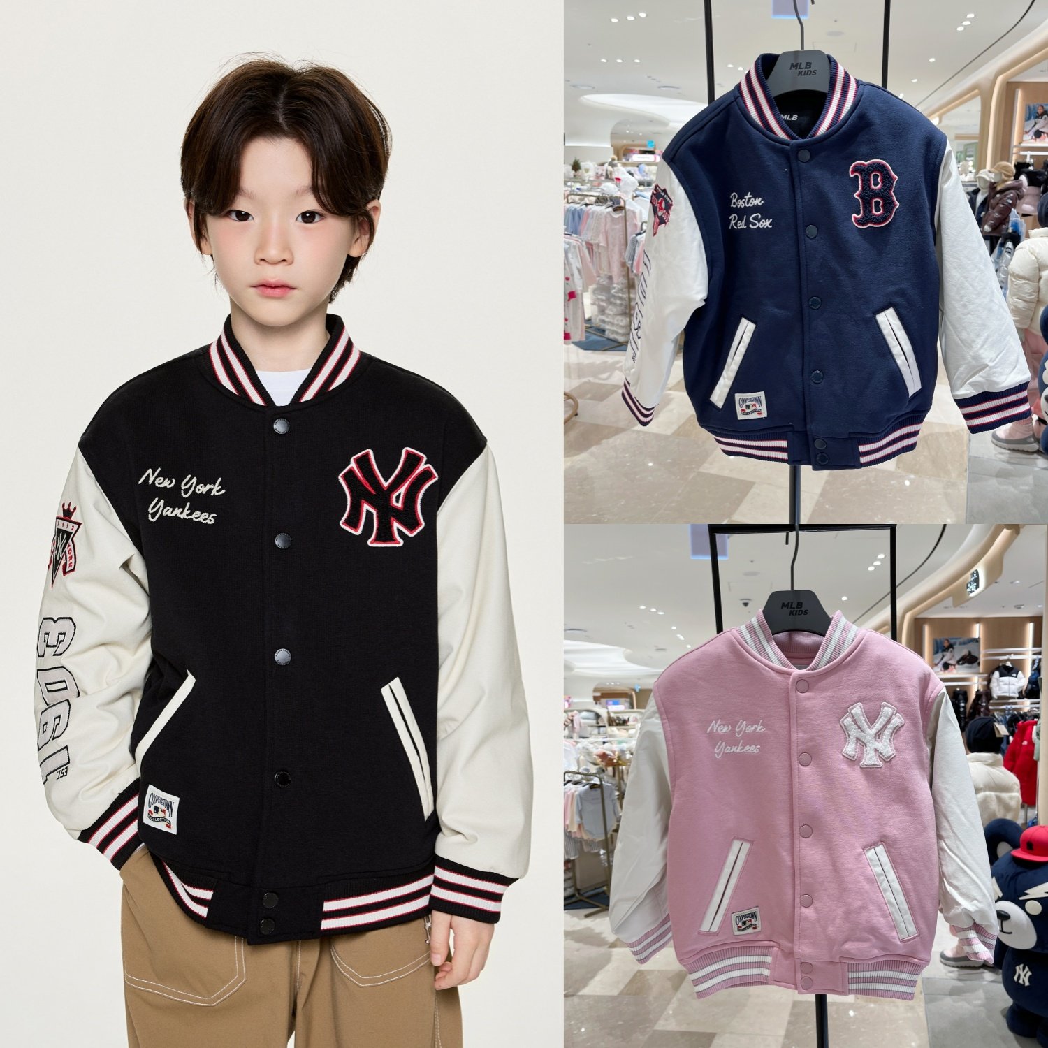 韩国代购MLB儿童棒球服休闲百搭夹克上衣夹棉外套26春新款0161