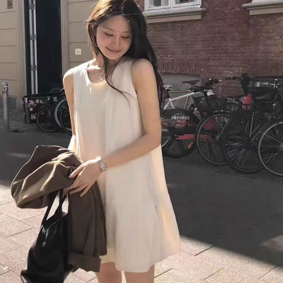 纹理感天丝百搭无袖连衣裙