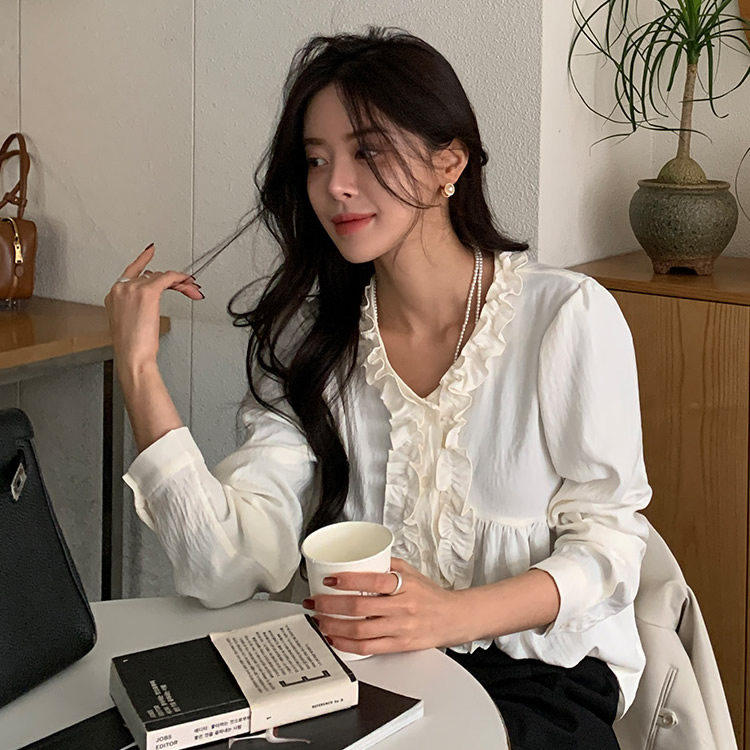 时尚起义韩国代购潮范2026春木耳荷叶边欧式宽松衬衣tm26031102