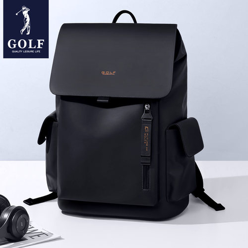 GOLF双肩包男士15.6/16英寸电脑包学生书包翻盖旅行出差背包