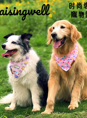 Raisingwell宠物围巾时尚装扮猫狗三角巾双面围脖中小型犬口水巾
