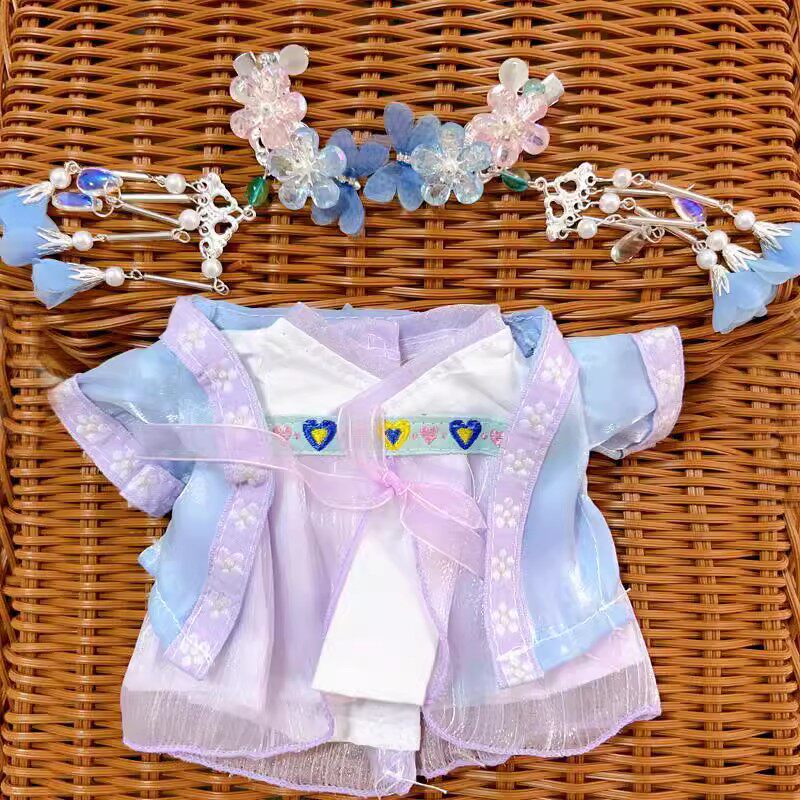 古风汉服裙子20cm棉花娃娃衣服连衣裙发簪女娃便宜娃衣官方正版