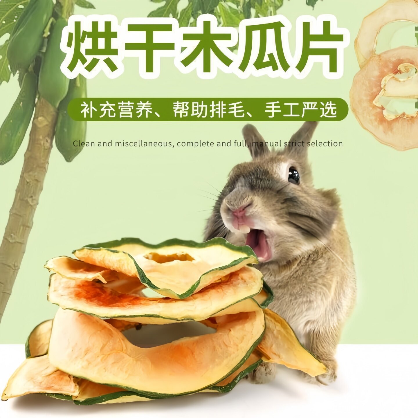 烘干木瓜片仓鼠松鼠荷兰猪兔子金丝熊磨牙零食排毛化毛预防毛球症