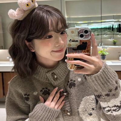 加厚版！卡通单排扣软糯开衫