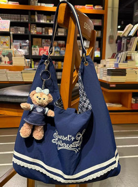 优质版！韩国格子帆布包包女2025秋季新款学生大容量双面托特包潮