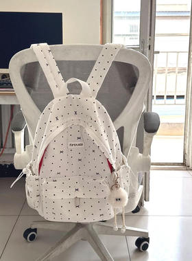 优质版！白色波点蝴蝶结双肩包包女2026春季新款学生大容量背包潮