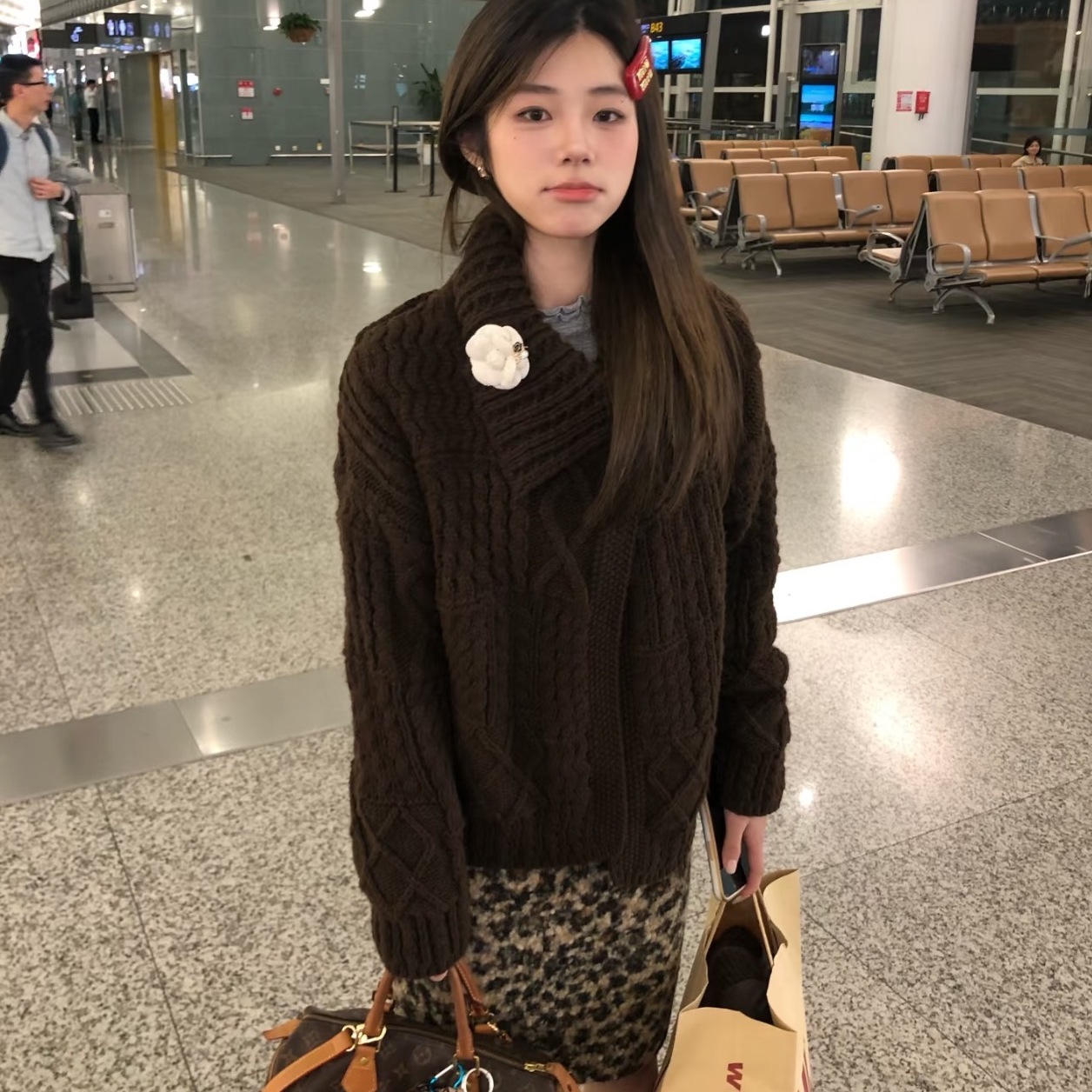 加厚版！慵懒风麻花翻领毛衣开衫女冬季新款韩版宽松针织上衣外套