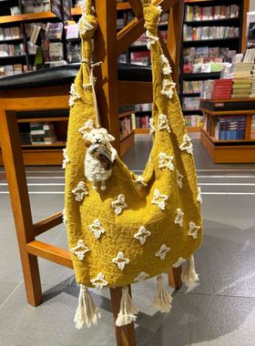 超重工！复古小众流苏斜挎包包女2025秋季新款学生大容量单肩包潮